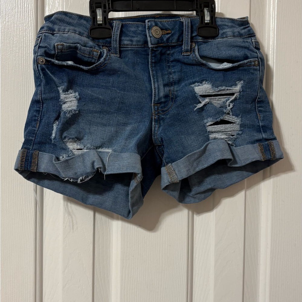 Aeropostale Blue Distressed Jean Shorts